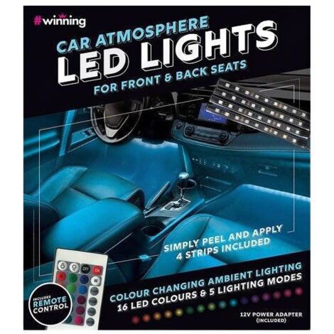 LED-Autolichter, 4 RGB-Streifen, 16 Farben, Fernbedienung, Stromversorgung