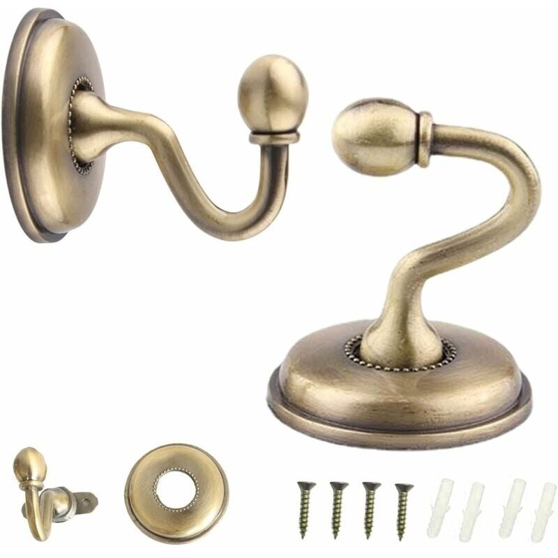 2Pcs Embrasses de Rideaux Crochets,Rideau Crochet en Bronze,Vintage U Support Mural Crochet pour Suspendre Les Rideaux,Chapeau,Vest-LIAIKI