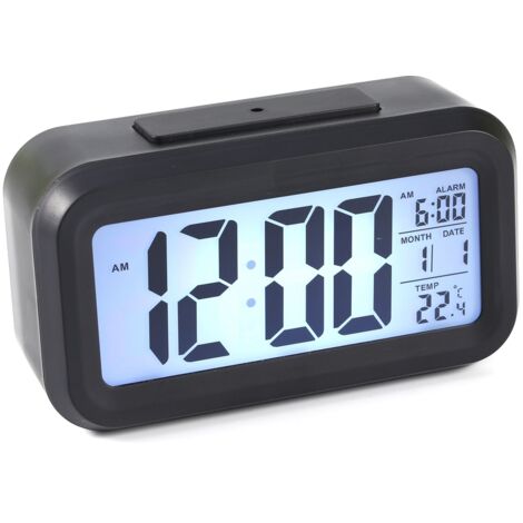 LED Backlight Digital Snooze Desk Alarm Clock Temperature Calendar Display Local