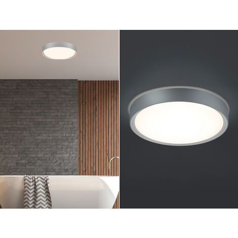 LED Bad Deckenleuchte CLARIMO in Grau, IP44 Ø 33cm