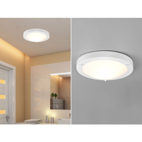 LED Bad Deckenleuchten in Weiß mit Glas Opal Weiß Badlampen, Ø 31,5cm