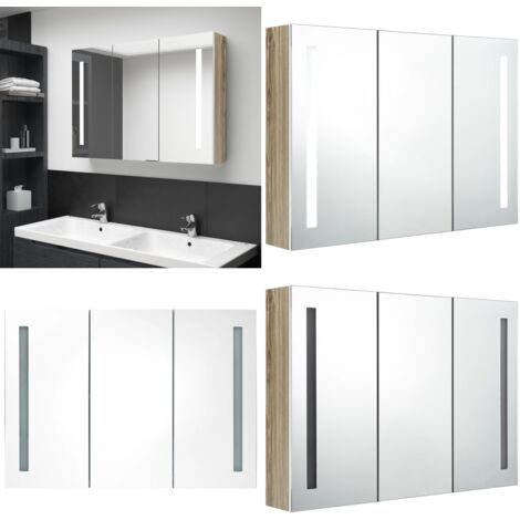 LED-Bad-Spiegelschrank 89x14x62 cm Weiß und Eichen-Optik - LED-Spiegelschrank - Badezimmermöbel - Waschtischschrank - Spiegelschrank - Kosmetikspiegel - Home & Living