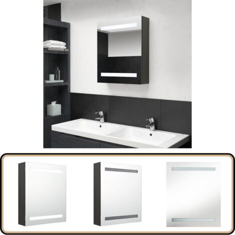 LED-Bad-Spiegelschrank Anthrazit 50x14x60 cm - LED-Spiegelschrank - Badezimmermöbel - Kosmetikspiegel - Wandregal - Aufbewahrungsschrank