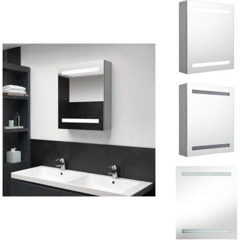 LED-Bad-Spiegelschrank Betongrau 50x14x60 cm - LED-Spiegelschrank - Badezimmerspiegel - Betonlook - Wandmontage - Make-up Beleuchtung
