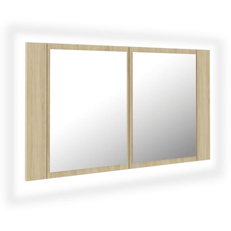 Led-bad-spiegelschrank Sonoma-eiche 80x12x45 Cm Acryl Vidaxl