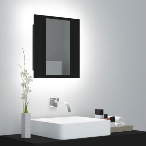 LED-Bad-Spiegelschrank，Bad Hängeschrank，Wandschrank Schwarz 40x12x45 cm Acryl CCA921973