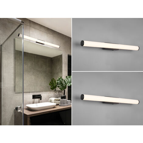LED Bad Wandleuchten 2er Set mit Schalter Schwarz - Spiegelleuchten, Breite 80cm