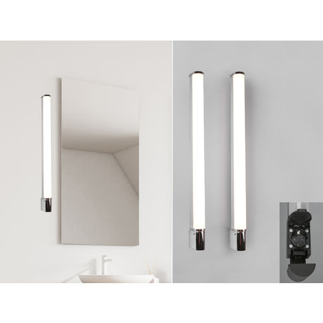 LED Bad Wandleuchten 2er Set mit Steckdose Chrom - Spiegelleuchten, B: 79cm
