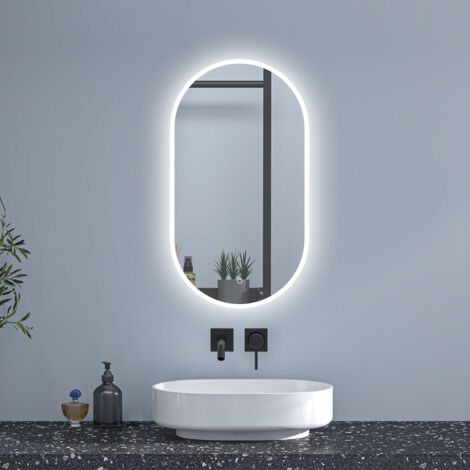 LED Badezimmer Spiegel mit Beleuchtung Badspiegel mit Beschlagfrei 3 Lichtfarbe Dimmbar Speicherfunktion CE IP44 50x90cm
