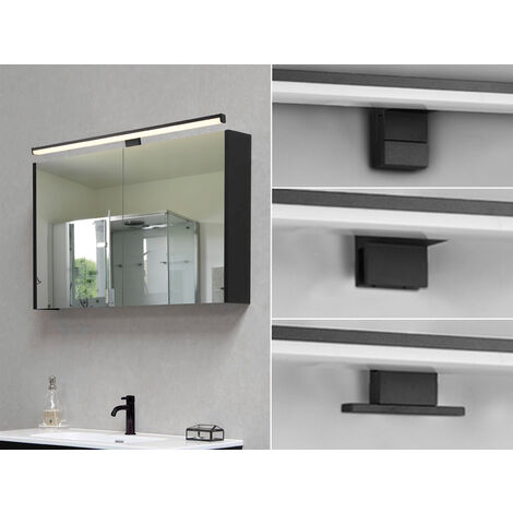 LED Badezimmer Wandleuchte LINO in Schwarz - Spiegelleuchte, Breite 60cm