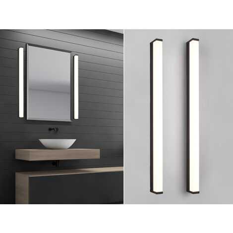 LED Badezimmer Wandleuchten 2er Set in Schwarz - Spiegelleuchten, Breite 80cm
