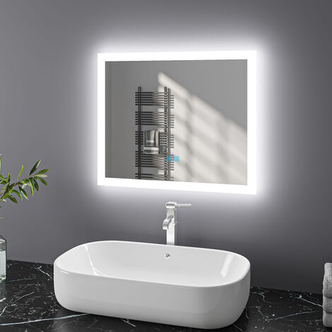 LED Badezimmerspiegel Badspiegel mit Kaltweiß Warmweiß Licht Beleuchtung Touch-schalter und Beschlagfrei IP44 Energie sparen
