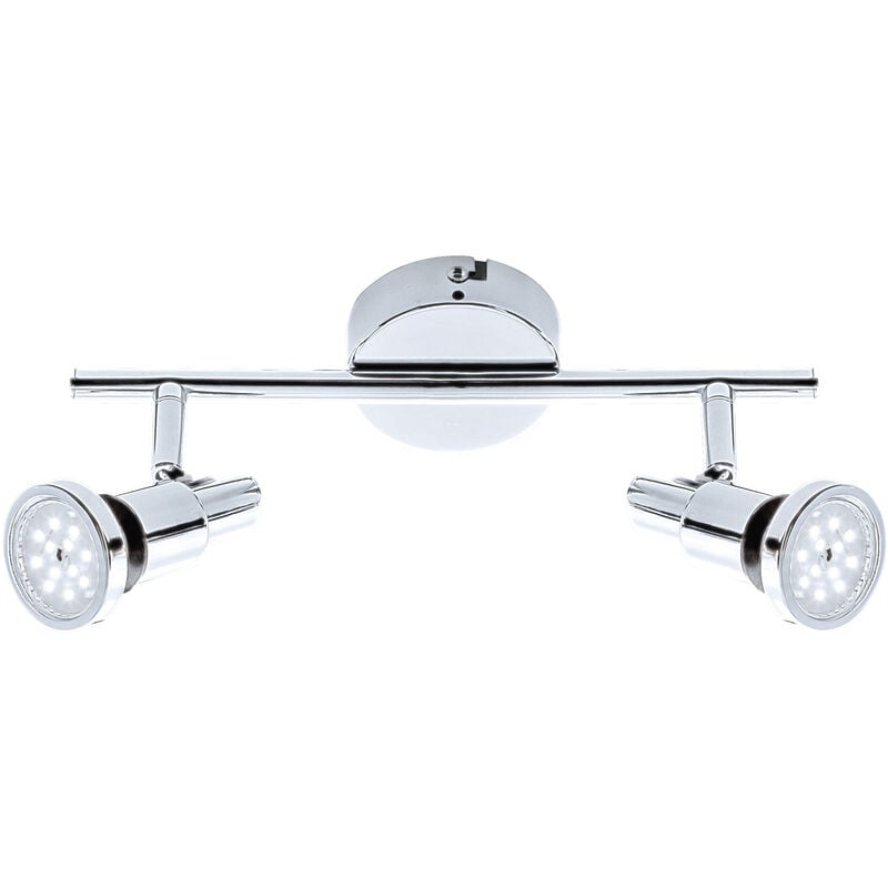 Led Deckenleuchte Spotleuchte Briloner leuchten flamo, 4 w, 400 lm, IP44, chrom, Metall, inkl., 2x GU10, 27,5 x 8 x 12,3 cm