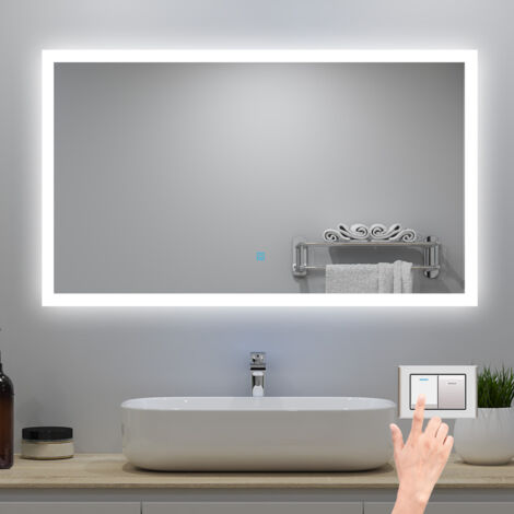 LED Badspiegel 120x70cm mit Beschlagfrei Speicherfunktion 3 Lichtfarbe Dimmbar Honrizontal/Vertikal CE IP44