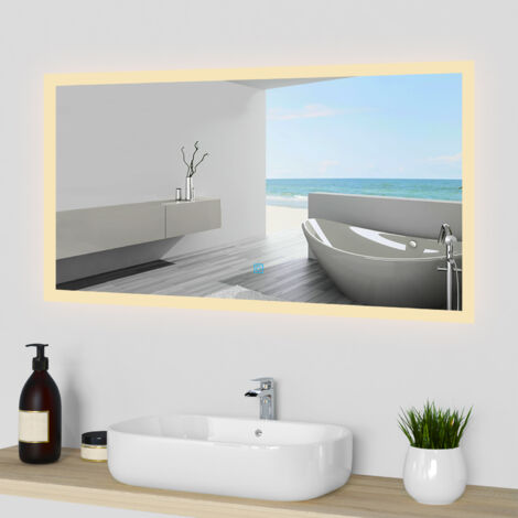 LED Badspiegel mit 3 Lichtfarbe Dimmbar Beschlagfrei Speicherfunktion Badezimmer Spiegel mit Beleuchtung CE IP44 100x60cm