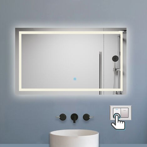 LED Badspiegel mit Beleuchtung 100x60cm Badezimmer Spiegel mit 3 Lichtfarbe Dimmbar Beschlagfrei Speicherfunktion
