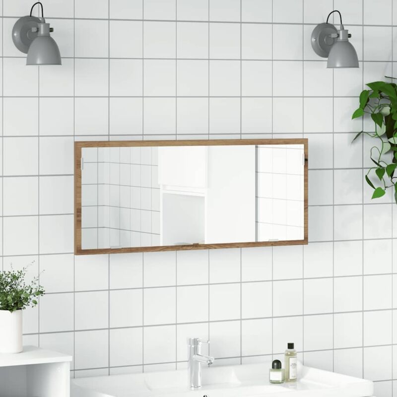 Led-badspiegel Artisan-eiche 100x8, 5x37 Cm Holzwerkstoff Vidaxl