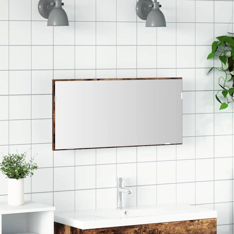 Badezimmer Spiegel Braun 80 X 8, 5 X 37 Cm Holzwerkstoff Vidaxl