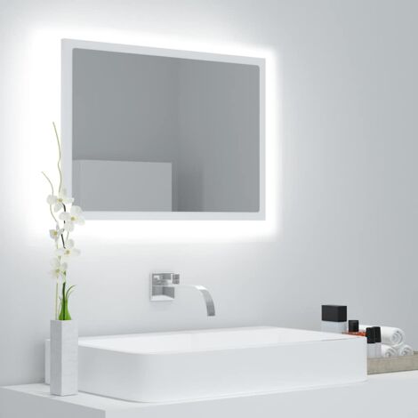 LED-Badspiegel，Wandspiegel，Badzimmer Spiegel Weiß 60x8,5x37 cm Acryl AGHDE597815 BonneVie