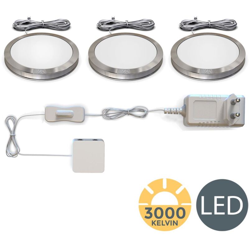 

LED bajo luz de gabinete I Iluminación para Vitrinas I Pack de 3 I Set completo en total 6W I Blana cálida 3000K 510lm I Luz Mueble Cocina