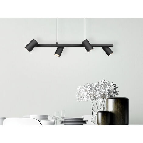 LED Balkenpendelleuchte 4-flammig in Schwarz, Breite 80cm