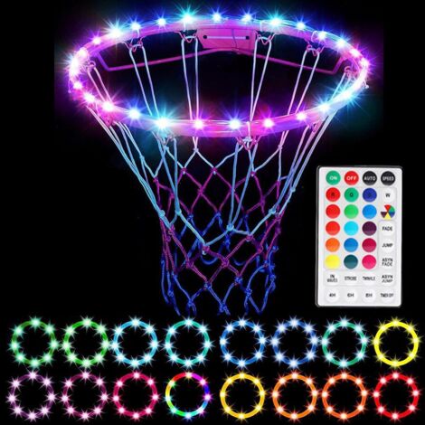 LED-Basketballkorbbeleuchtung mit Fernbedienung, 16 Farben, 4 Modi, wasserdicht, für Outdoor-Nachttraining