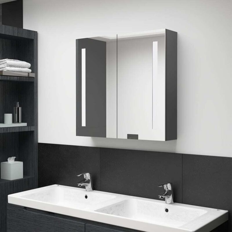 Vidaxl - led Bathroom Mirror Cabinet Grey 62x14x60 cm Grey
