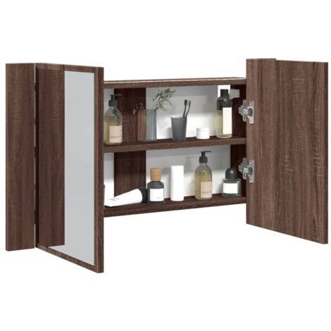 LED Bathroom Mirror Cabinet Brown Oak 80x12x45 cm Acrylic vidaXL