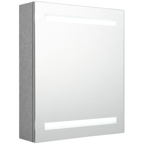 LED Bathroom Mirror Cabinet Concrete Grey 50x14x60 cm vidaXL