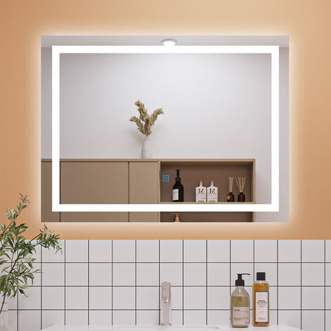 LED Bathroom Mirror with LED Lights and Demister Touch Sensor Wall Mounted - 700x500mm Dimmable 3 Colour