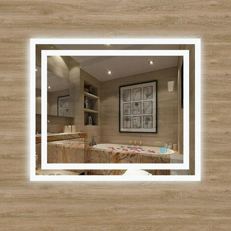 LED Bathroom Mirror with Light Touch Switch Demister Pad Mains Power Mirrors Vertical & Horizontal