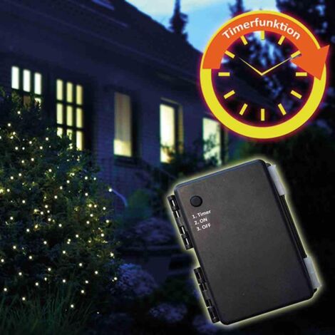 LED-Batterie-Netz außen 160er, 3,2 x 1,5 m mit Timer für 3 x AA