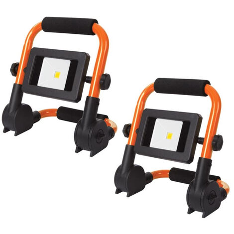 LED Baustrahler 2er SET klappbar, 1,5m Kabel (B 26, H 24, T 7 cm) IP65, 10 Watt