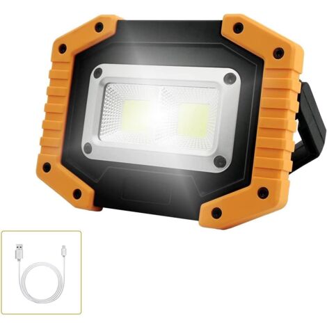 LED Baustrahler Akku,Campinglampe Tragbar,2xCOB 30W 1500LM LED Arbeitsleuchte USB für Garage Camping Angeln Notfall Baustellen,3 Lichtmodi (1 Stück) [Energieklasse A++]