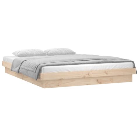 LED Bed Frame without Mattress King Size Solid Wood vidaXL