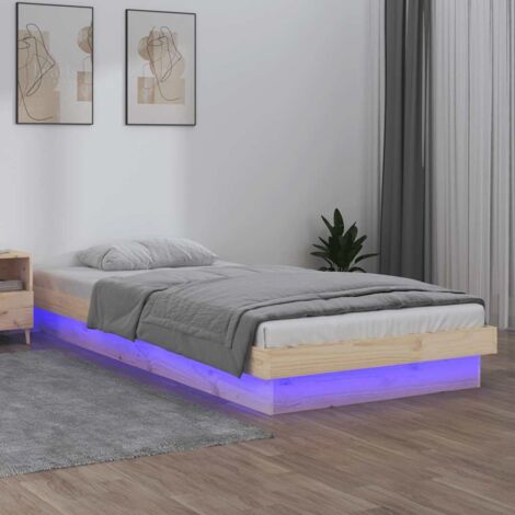 LED Bed Frame without Mattress Single Solid Wood vidaXL