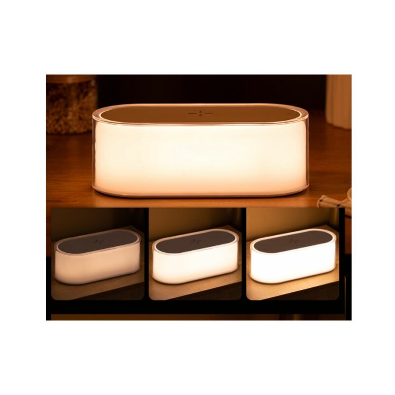 Led Bedside Lamp, Desk Lamp Night Lamp 7 Brightness Levels and Wireless Charger Clock Lamp Wake-up Lamp and Sensitive Touch usb Charging