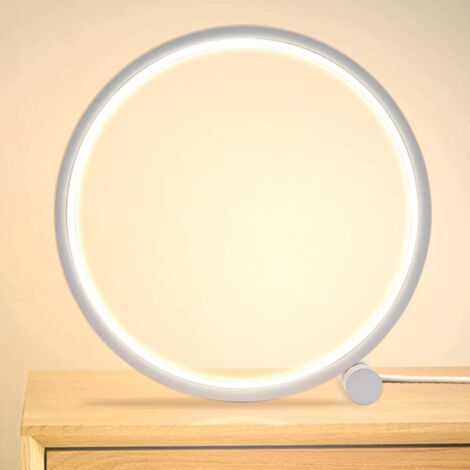 Led Bedside Lamp Table Lamp Ring Touch Dimmable,Bedside Light Bedroom 3 Brightness Modern Circle Design,Metal Material Round Desk Lamp