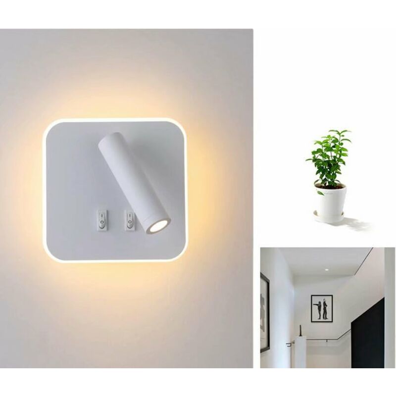 Led Bedside Wall Lamp New Chinese Engineering Hotel Corridor Corridor Stair Living Room Background Wall Lamp (Rotary Floodlight White White White