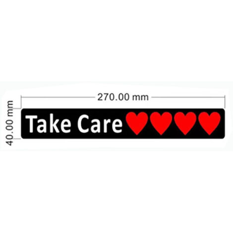 LED-beleuchteter Autoaufkleber – Elektrisches rotes Herz „Take Care“ – Schmaler Aufkleber (0,35 mm), 5 Modi, 27 x 4 cm, Schwarz