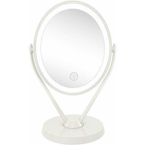 LED-beleuchteter Schminkspiegel 1x/7x Vergrößerung doppelseitig, USB wiederaufladbarer beleuchteter Schminkspiegel, 360 Grad drehbar, einstellbarer Helligkeits-Touch-Schalter WWLAI TRADING SARL