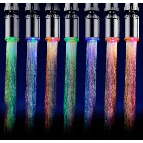 LED-beleuchteter Wasserhahn mit einstellbarem Sprühmuster, automatischer Farbwechsel (Temperatur), kompatibel mit Küchen/Bad, ohne Strom