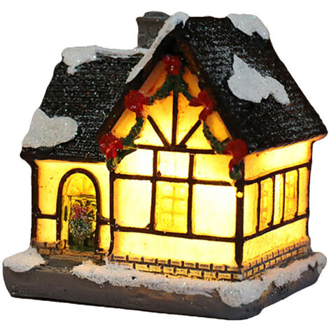LED-beleuchtetes Harzhaus, Weihnachtsdekoration, Weihnachtsszene, Dorfhaus, Stadt, Weihnachtsgeschenke