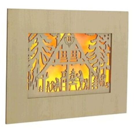 LED beleuchtetes Wandbild aus Holz Weihnachtsdeko Wanddeko Wandaufhänger Bild