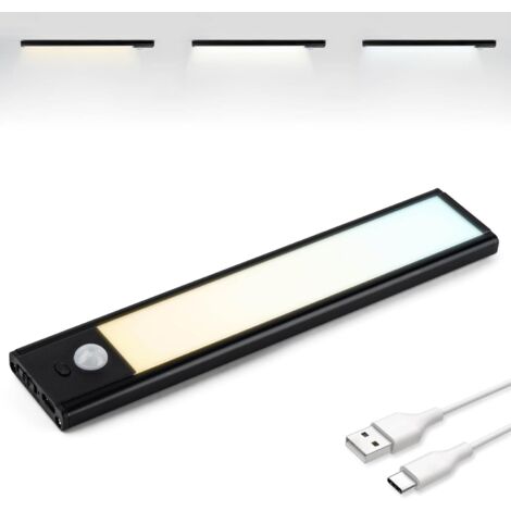 LED-Bewegungsmelder für den Kleiderschrank, wiederaufladbarer LED-Streifen über USB-C, 3 Farbtemperaturen, LED-Ankleide- und Schranklampe, dimmbar, Magnetstreifen für Kleiderschränke, Flure, 20 cm, sc