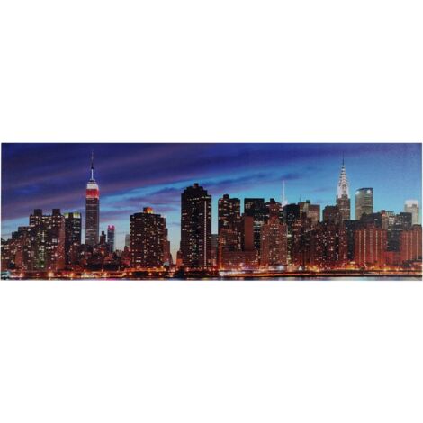 LED-Bild, Leinwandbild Wandbild Leuchtbild, Timer MVG-zertifiziert 120x40cm New York, flackernd