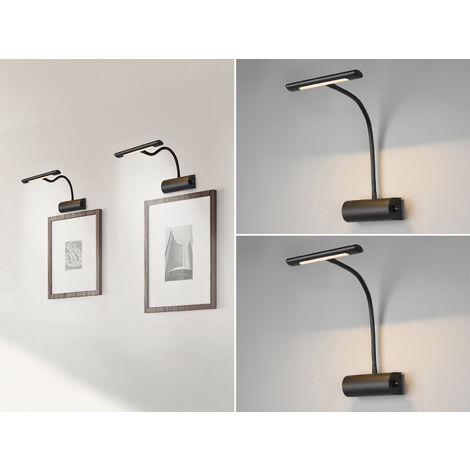 LED Bilderleuchte 2er Set Wandleuchte mit Drehdimmer, Schwarz