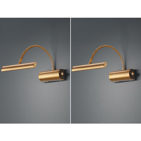 LED Bilderleuchte im 2er Set in Altmessing mit Flexarm & Drehdimmer