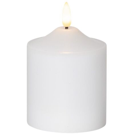 LED Blockkerze ,Flamme', Batterie und Timer, flackernd, warmweiß, 12cm