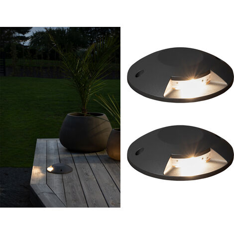 LED Bodenaufbaustrahler 1flammig Aufbauspot 2er SET aussen anthrazit Ø20cm IP65